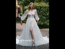 Load and play video in Gallery viewer, HERAWHITE - HW3053 - Tulle Off-The-Shoulder Sweetheart Lace Ballgown With Slit
