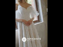 Load and play video in Gallery viewer, HERAWHITE - HW3049 - Allover Lace Boho Sweetheart Wedding Gown With Corset Back
