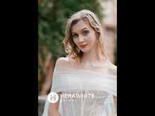 Load and play video in Gallery viewer, HERAWHITE - Style:HW3074 - Plunging V-neck Beaded Crepe Fit And Flare Wedding Dress

