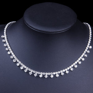 Silver delicate crystal rhinestone necklace