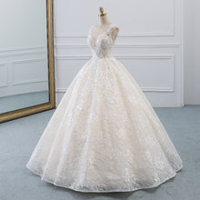 Load image into Gallery viewer, Spectacular natural waist A-line ball gown with a modest illusion sweetheart neckline
