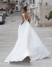 Load image into Gallery viewer, Satin Backless Modern Chic Wedding Gown
