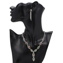 Load image into Gallery viewer, Iridescent rhinestone and crystal formal earring and jewelry set.

