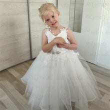 Load image into Gallery viewer, Floral lace appliqued tulle princess dress
